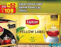LİPTON YELLOW LABEL DEMLİK POŞET ÇAY 100'LÜ fiyat ve kampanya bilgisi